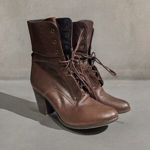 Rag & Bone Deacon Lace Up Boots in Brown Leather Size 38.5